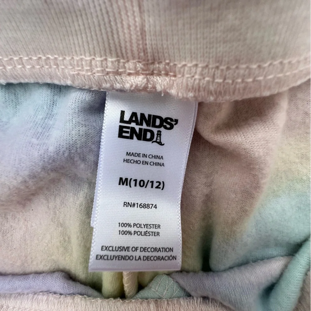 Lands’ End Fleece Girls Tie Dye Pajama Set M 10/12